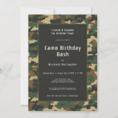 Invitation Camouflage militaire Anniversaire (Devant)