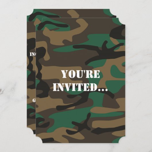 Invitation Camouflage militaire Brown vert (Devant / Derrière)