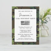 Invitation Camouflage militaire USA Drapeau photo Anniversair (Debout devant)