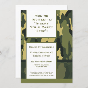 Invitation Camouflage militaire vert unique