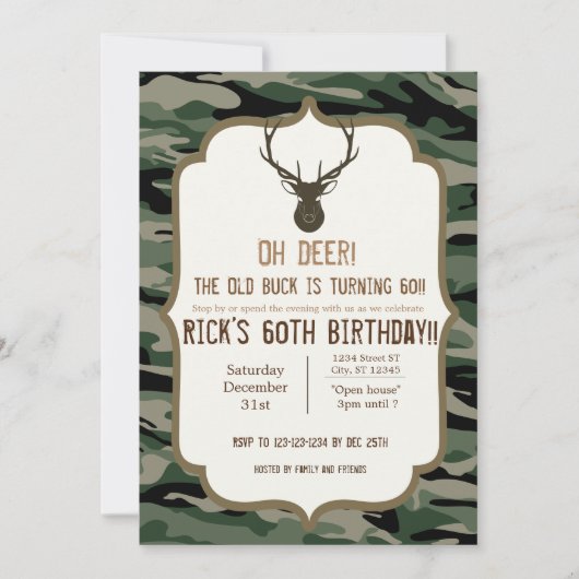 Invitation Camouflage - Oh Deer - Le vieux buck tourne (Devant)