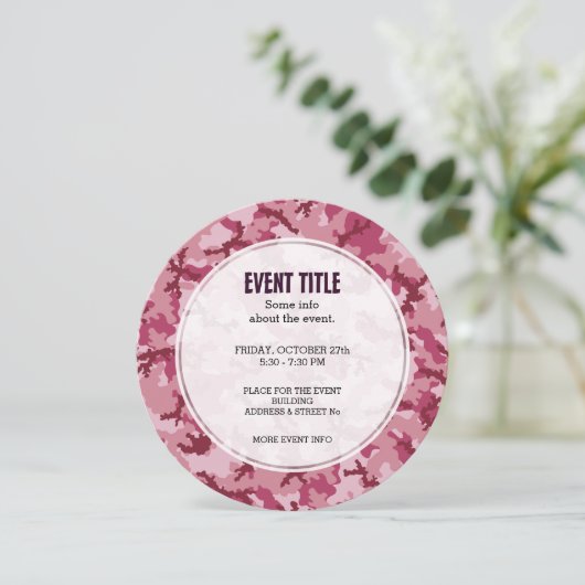 Invitation Camouflage rose (Debout devant)