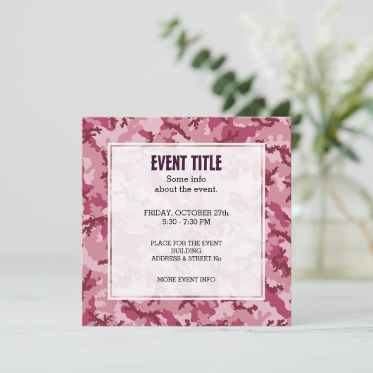 Invitation Camouflage rose (Debout devant)