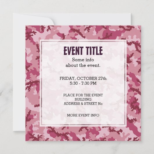Invitation Camouflage rose (Devant)