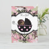 Invitation Camouflage rose Africain-Américain Baby Girl Douch (Debout devant)