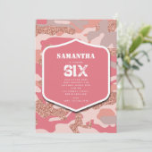 Invitation Camouflage Rose Gold Blush Pink Camo Army Annivers (Debout devant)