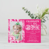 Invitation Camouflage rose / Thème Camo Premier anniversaire (Debout devant)