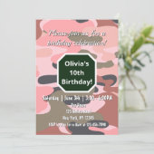 Invitation Camouflage rose & vert, Amusant simple Anniversair (Debout devant)