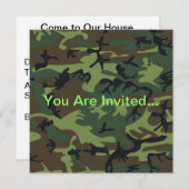 Invitation Camouflage vert militaire (Devant / Derrière)