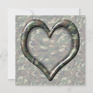 Invitation Camouflage Woodland Forest Heart sur Camo