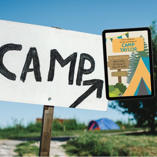 Invitation Camp & Anniversaire Signé