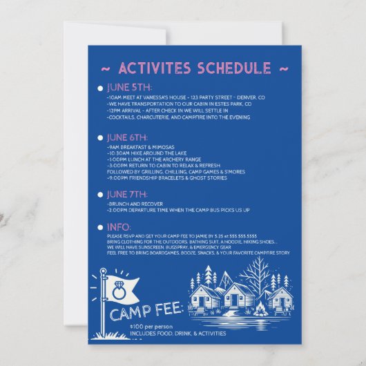 Invitation Camp Bachelorette (Dos)