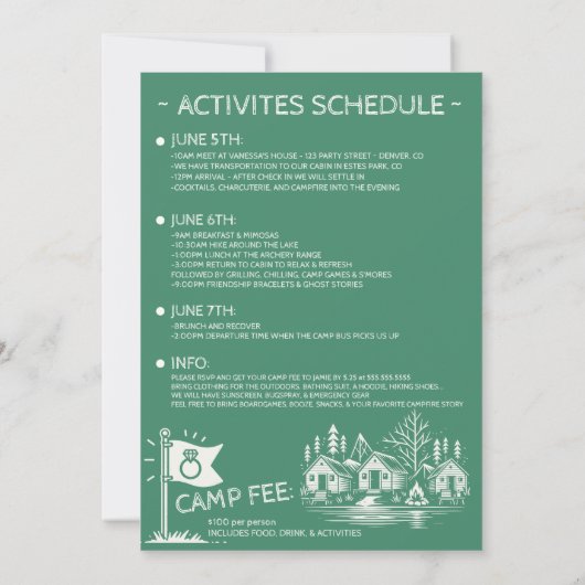 Invitation Camp Bachelorette (Dos)