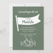 Invitation Camp Bachelorette Forest Green Week Itinéraire (Devant)