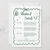 Invitation Camp Bachelorette Green Bow Itinéraire de camping (Dos)