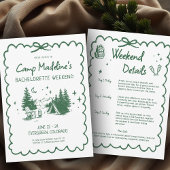 Invitation Camp Bachelorette Green Bow Itinéraire de camping