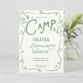 Invitation Camp Bachelorette Green Camping Itinerary  (Debout devant)
