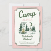 Invitation Camp Bachelorette Green Glamping Itinerary  (Devant)