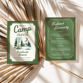 Invitation Camp Bachelorette Green Glamping Itinerary