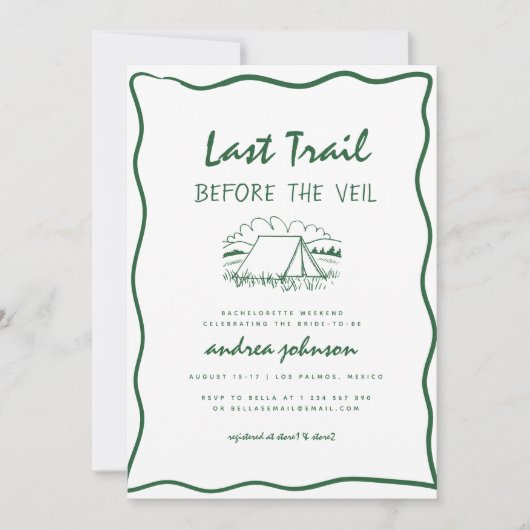 Invitation Camp Bachelorette Hand Drawn Itinerary Weekend (Devant)