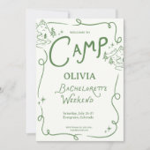 Invitation Camp Bachelorette Itinéraire de Camping Vert (Devant)
