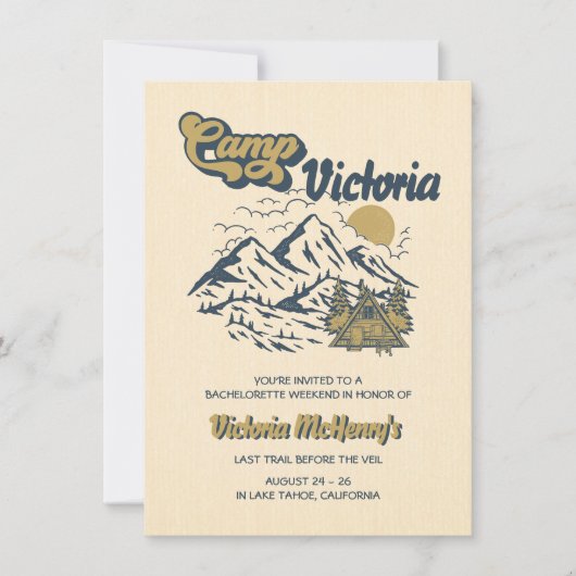 Invitation Camp Bachelorette Itinéraire Filles Week-end (Devant)