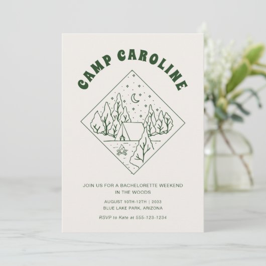 Invitation Camp Bachelorette Parti Itinéraire Code QR (Debout devant)