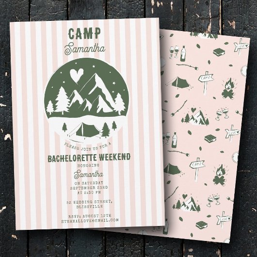 Invitation Camp Bachelorette Party Camping Bach Weekend Pink