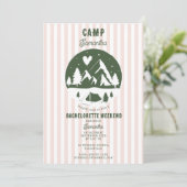 Invitation Camp Bachelorette Party Camping Bach Weekend Pink (Debout devant)