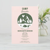 Invitation Camp Bachelorette Party Camping Bach Weekend Pink (Debout devant)