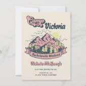 Invitation Camp Bachelorette Pink Mountain Girls Week-end (Devant)