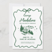 Invitation Camp Bachelorette Rustique Green Bow Itinéraire 3 (Devant)