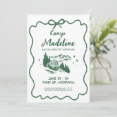 Invitation Camp Bachelorette Rustique Green Bow Itinéraire 3 (Debout devant)