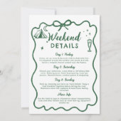 Invitation Camp Bachelorette Rustique Green Bow Itinéraire 3 (Dos)