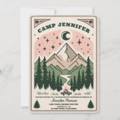 Invitation Camp Bachelorette Rustique Woodsy Mountain (Devant)
