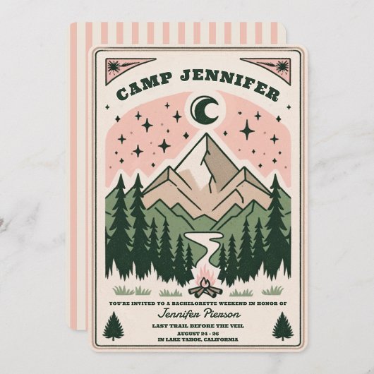 Invitation Camp Bachelorette Rustique Woodsy Mountain