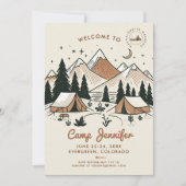 Invitation Camp Camping Bach Timbre 3 jours de fête de bachel (Devant)