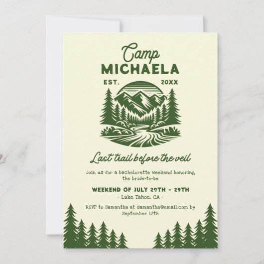 Invitation Camp de célibataires Dernier week-end de détente e (Devant)