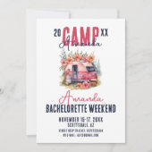 Invitation Camp de flamping Bachelorette fêtes Itinéraire Wee (Devant)
