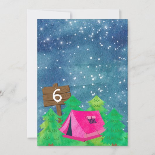Invitation Camp d'été, Camping Anniversaire (Dos)