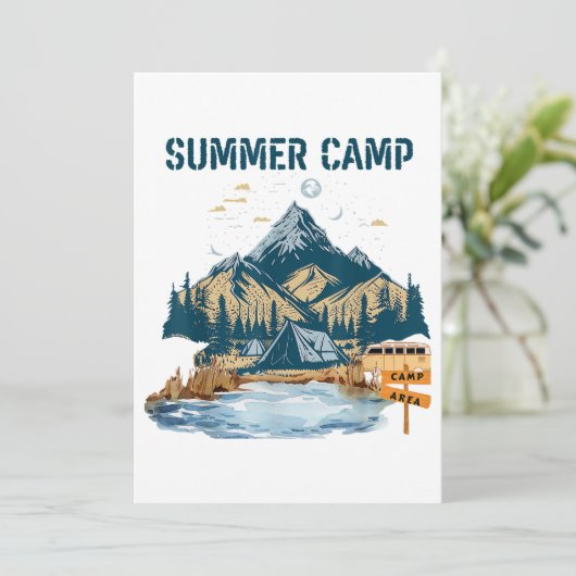 Invitation Camp d'été de conception simple (Debout devant)