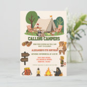 Invitation Camp en forêt pour un anniversaire (Debout devant)