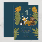 Invitation Camp Forest Animal 1er Anniversaire (Devant / Derrière)