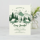 Invitation Camp Itinéraire Green Camping Bachelorette Party (Debout devant)