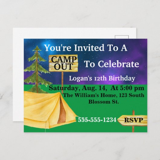 Invitation Camp Out (Devant / Derrière)