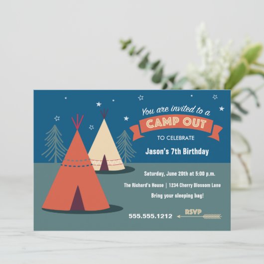 Invitation Camp Out Party (Debout devant)
