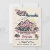 Invitation Camp Pink Mountain Anniversaire de fête (Devant)