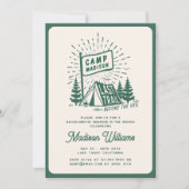 Invitation Camp Rétro Bachelorette Girls Glamping Week-end (Devant)