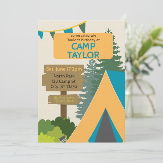 Invitation Camp & Sign Birthday (Debout devant)