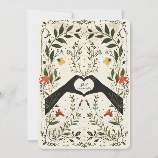 Invitation Campagne Boho manuscrit Mariage Floral (Dos)